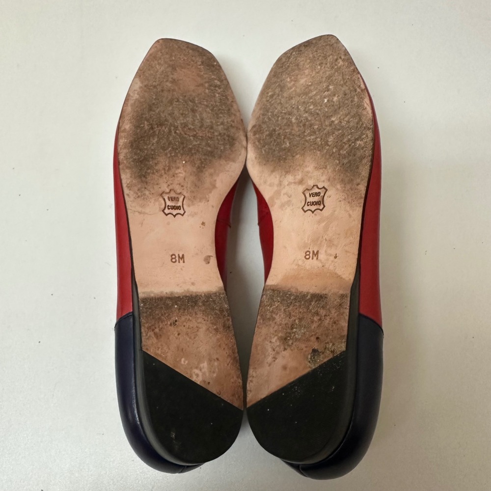 Vtg Enzo Angiolini 8M Liberty Leather Loafers Red Navy White Gold Square Toerty - Picture 8 of 11